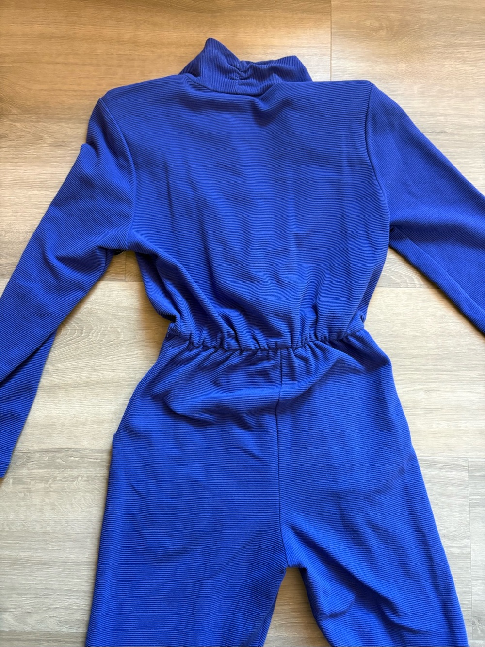 Pristine Vintage 80s Belted Jumpsuit in ribbed purple, blue. Size M - Picture 7 of 15
